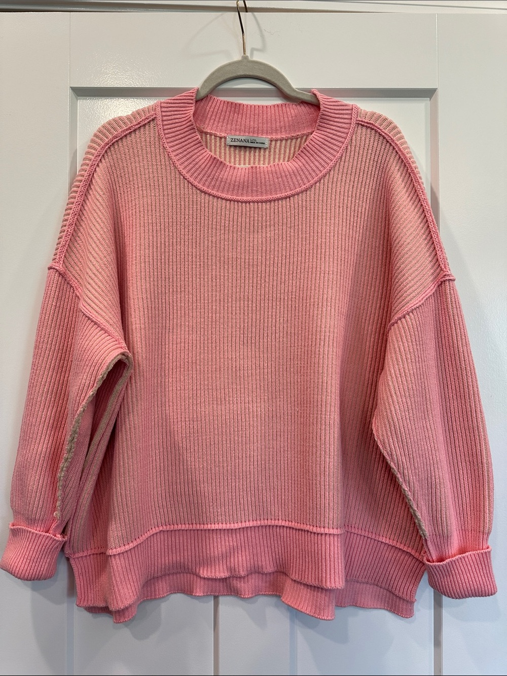 Zenana Outfitters Oversized Crewneck Sweater, Size L/XL